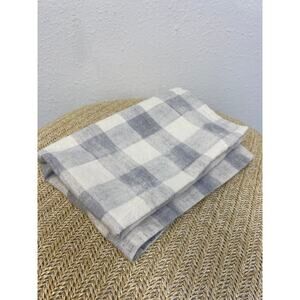 POTTERY BARN RHETT Gray/Ivory Check Linen/Cotton Pillow Standard Sham EUC